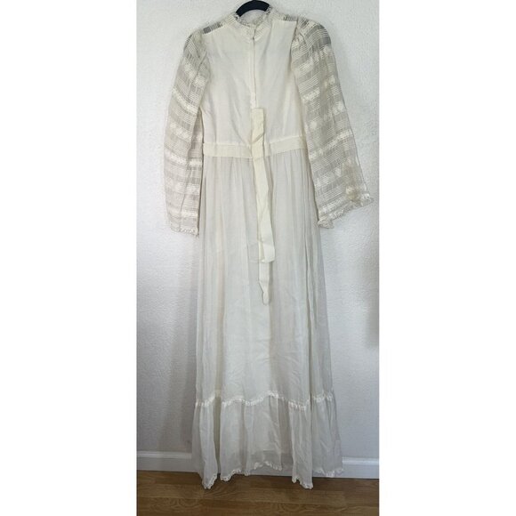 VINTAGE Wedding Dress Prairie Size Small Antique Lace Bridal Ladies Q - Picture 11 of 15